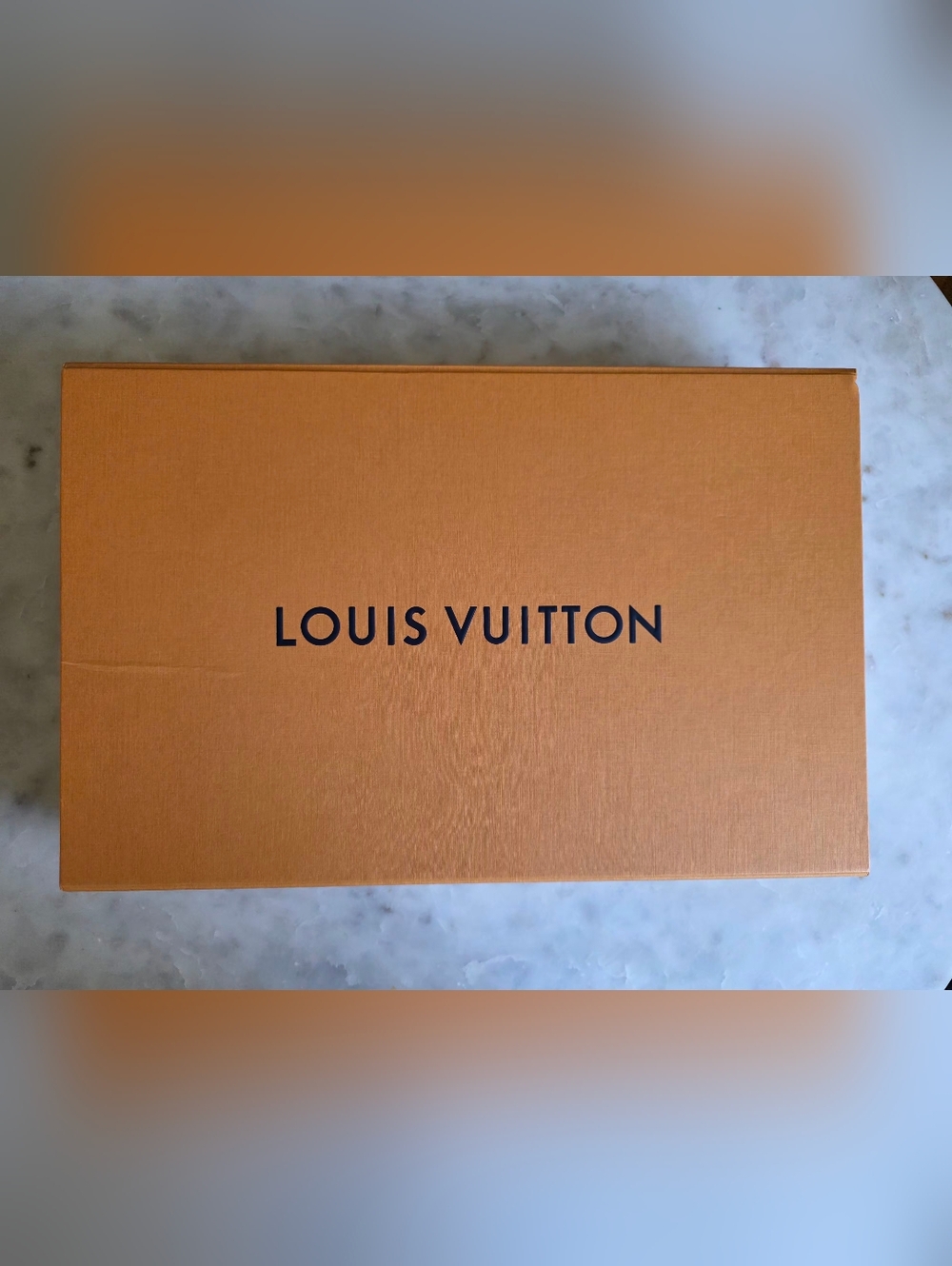 Louis Vuitton Orange Storage Box-Used (16.25"W X 10.5"H X 2.8"D)